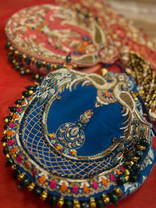 Teal Peacock Potli