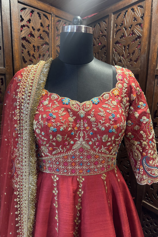 Red Paisley Anarakali