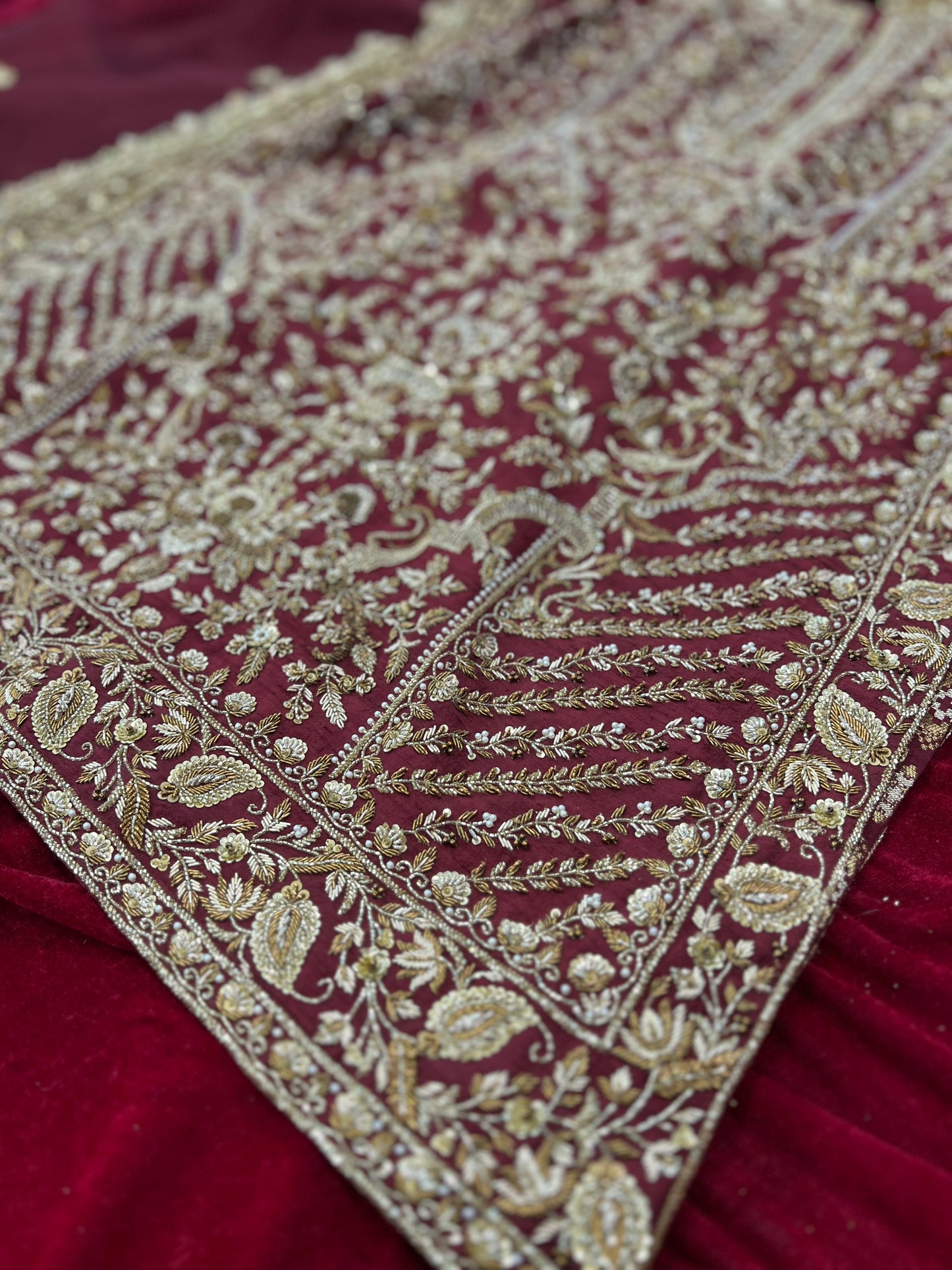 Mehroon Golden Suit