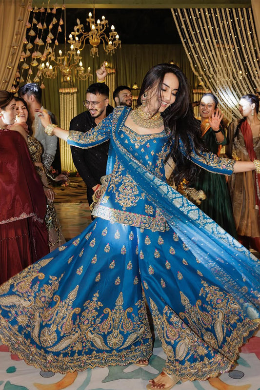 Teal Peacock Gharara