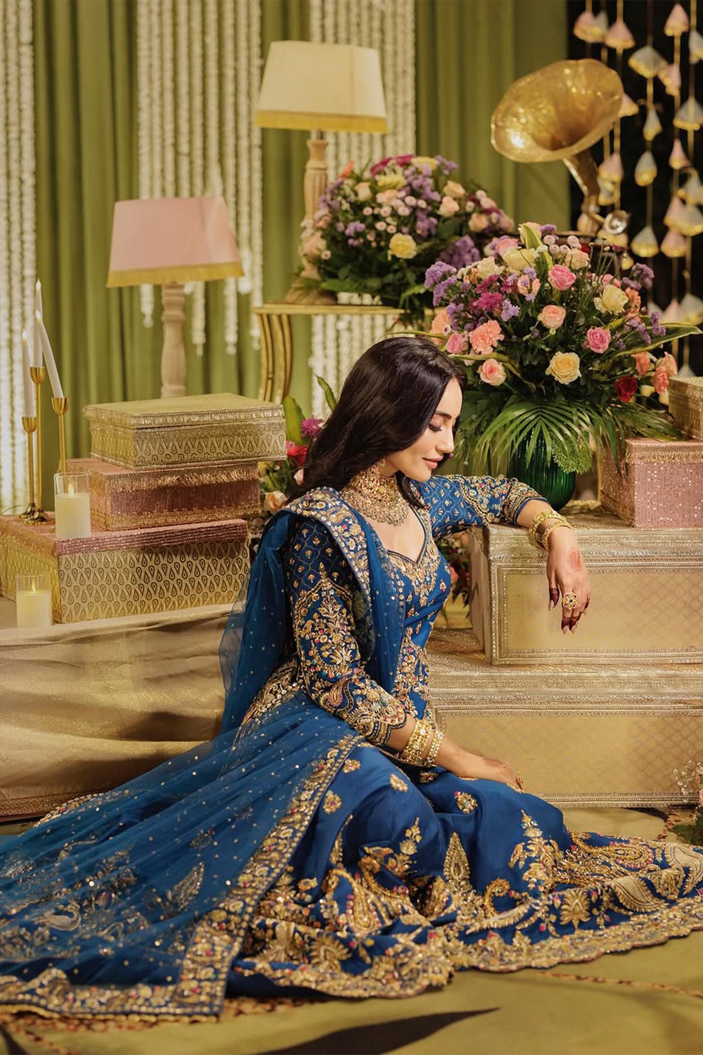 Teal Peacock Gharara