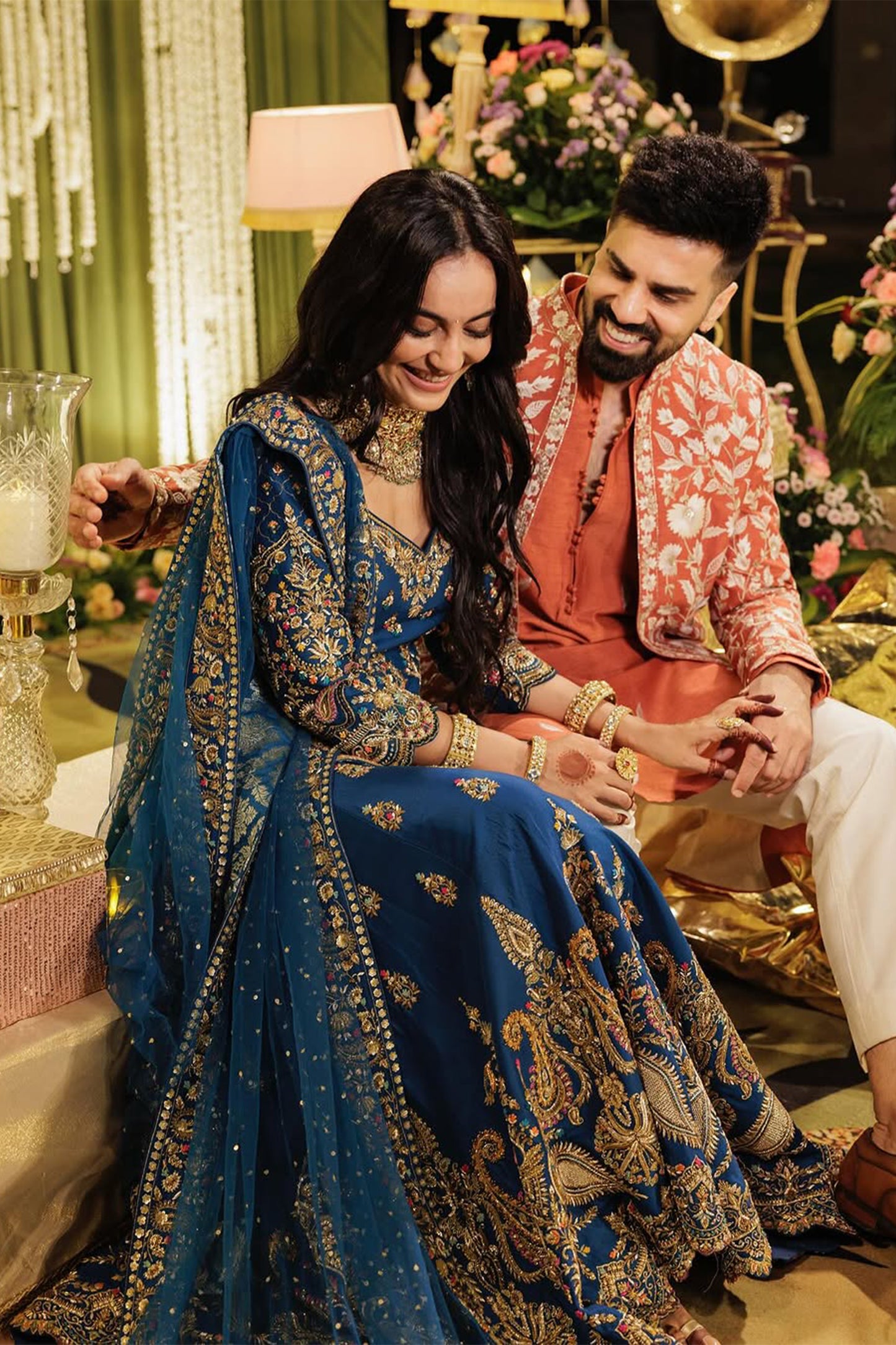 Teal Peacock Gharara
