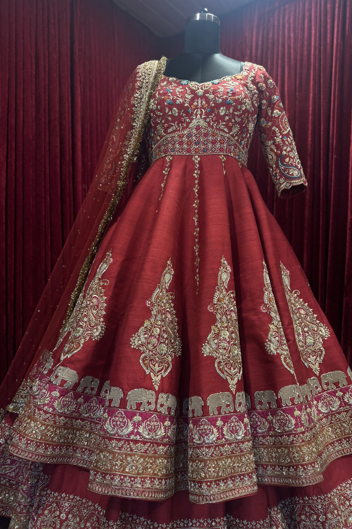 Red Paisley Bridal Anarakali