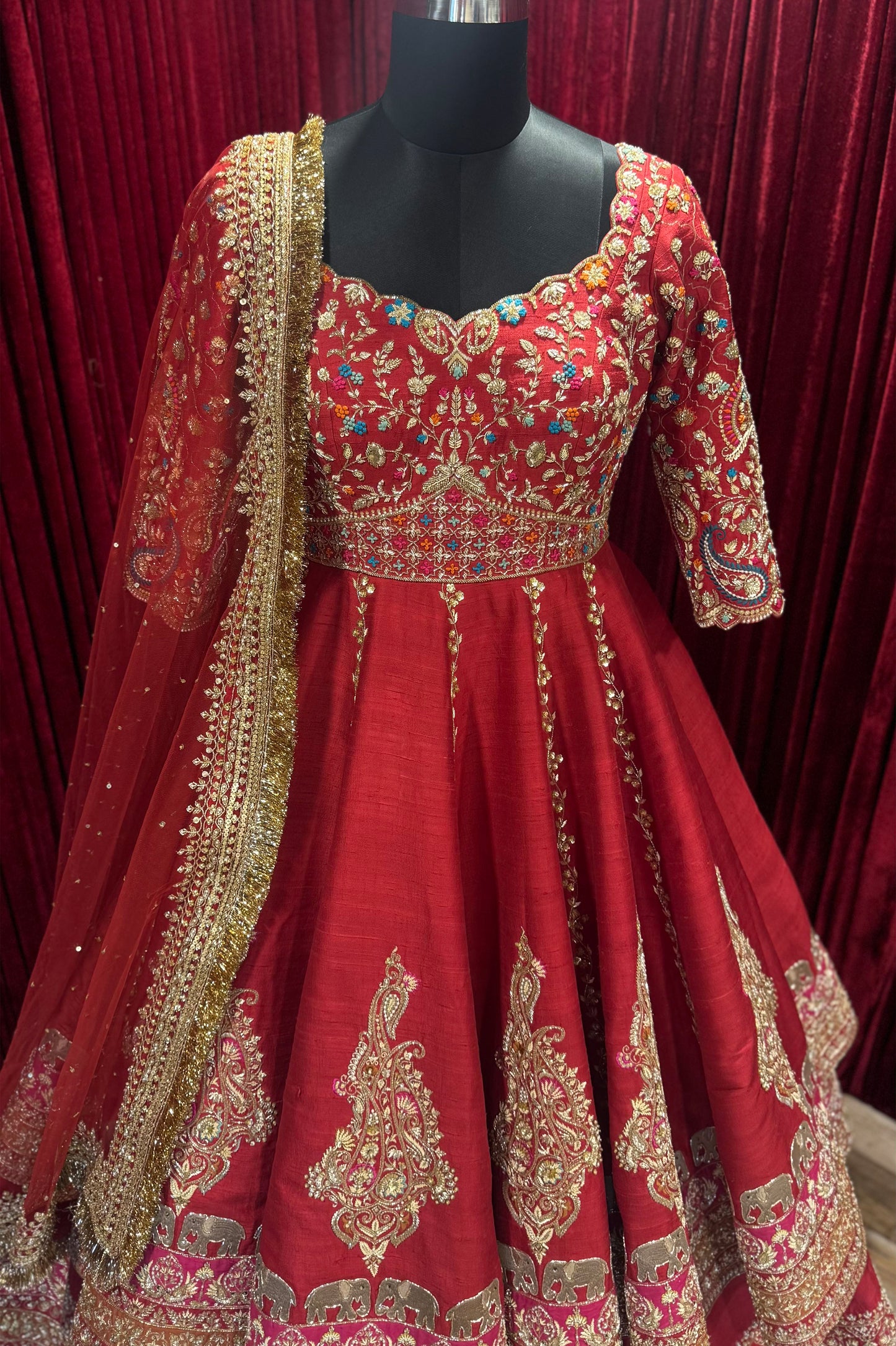 Red Paisley Bridal Anarakali