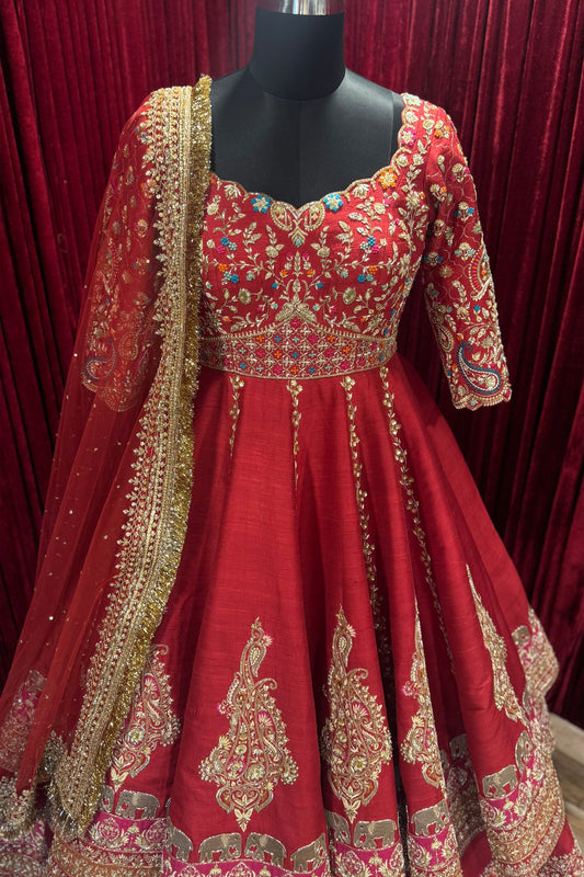 Red Paisley Bridal Anarakali