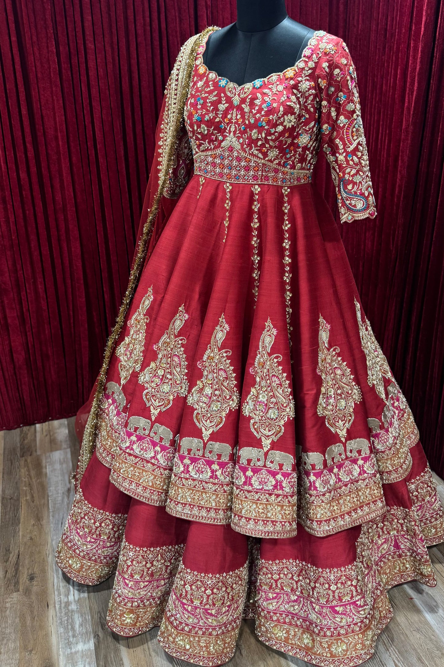 Red Paisley Bridal Anarakali