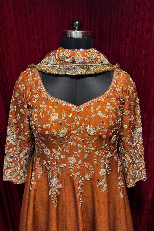 Rust Orange Anarkali