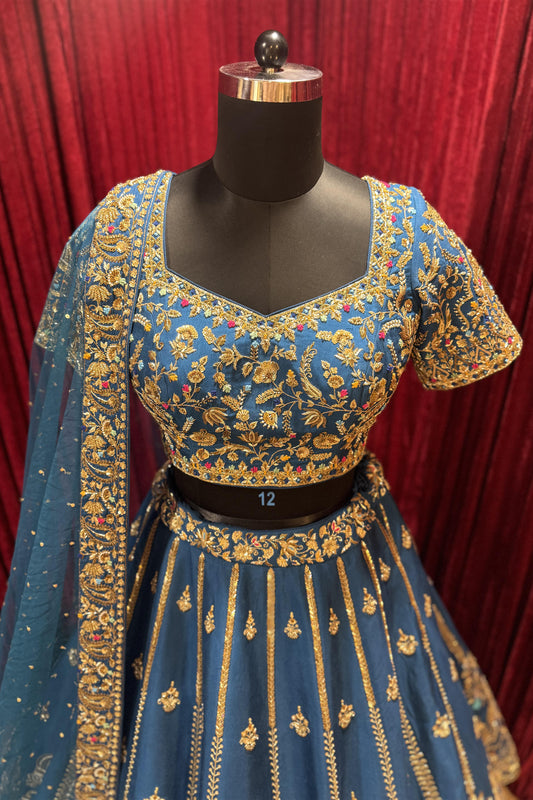 Teal Peacock Lehenga