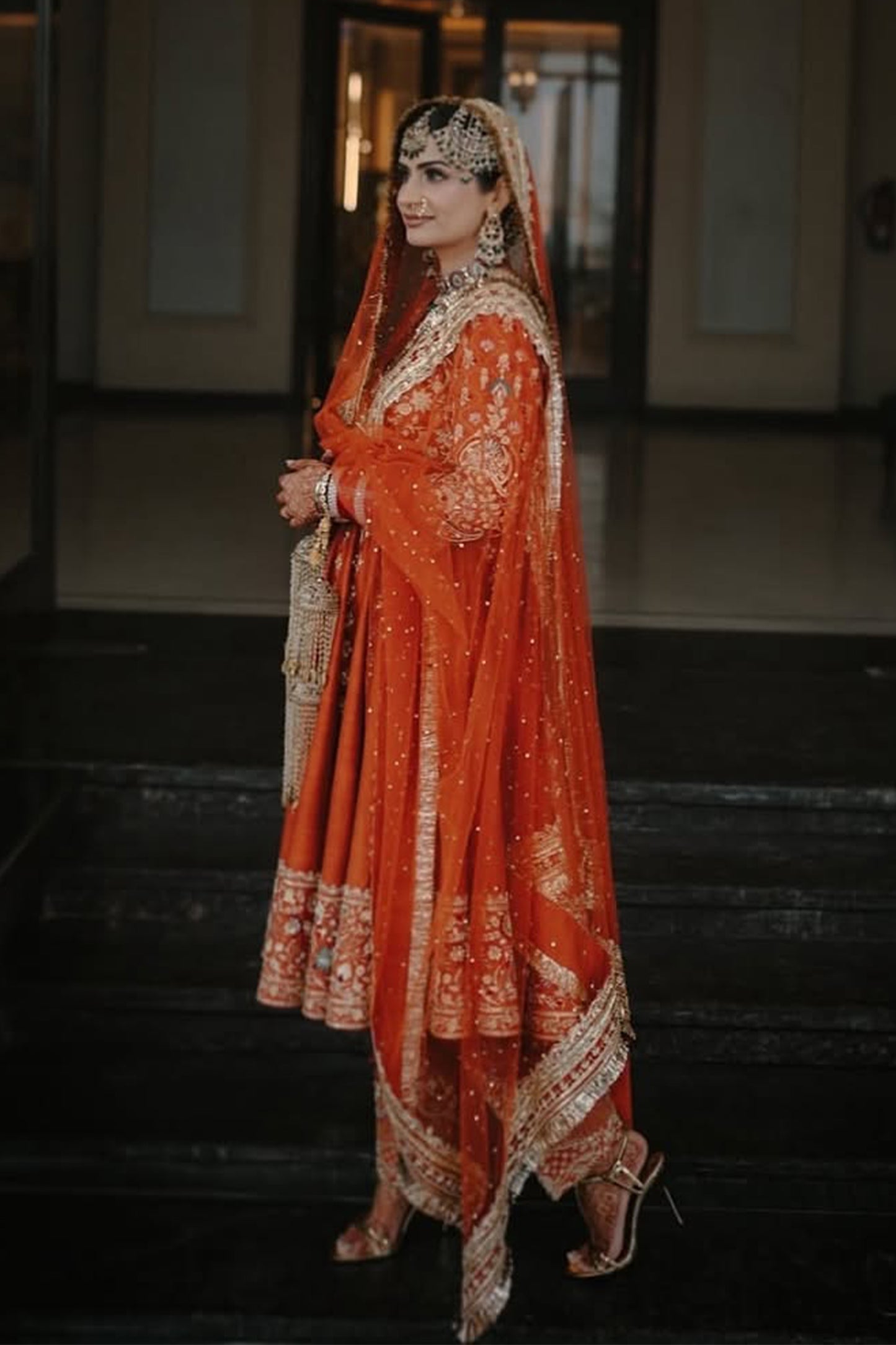 Burnt Orange Floral Anarakali