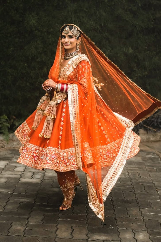 Burnt Orange Floral Anarakali