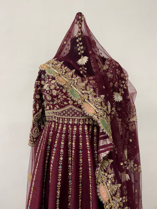 Kalidar Maroon Anarkali