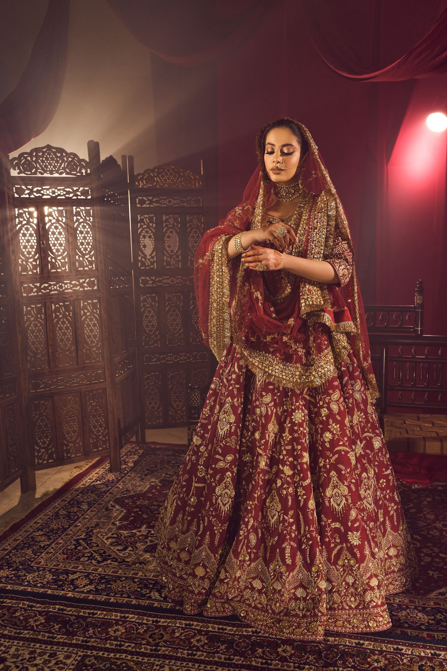Mehroon Oak Bridal Joda