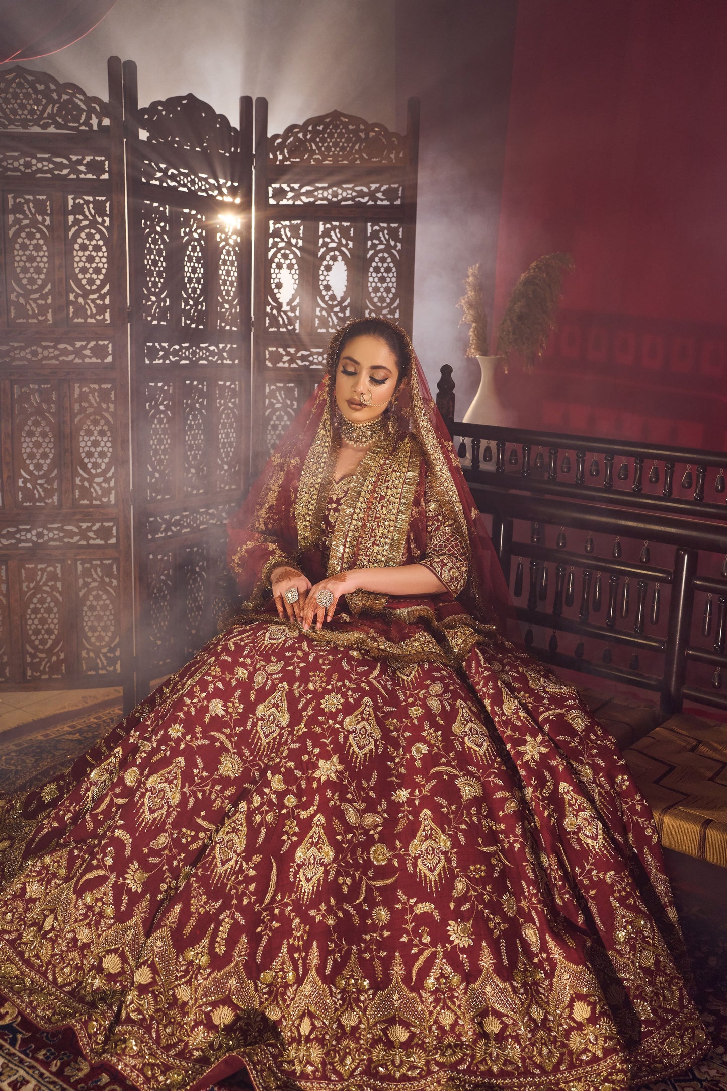 Mehroon Oak Bridal Joda