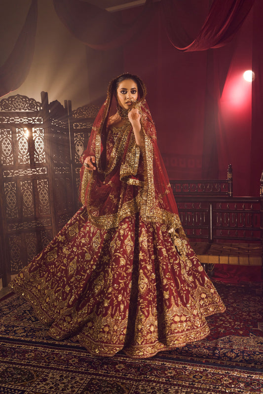 Mehroon Oak Bridal Joda
