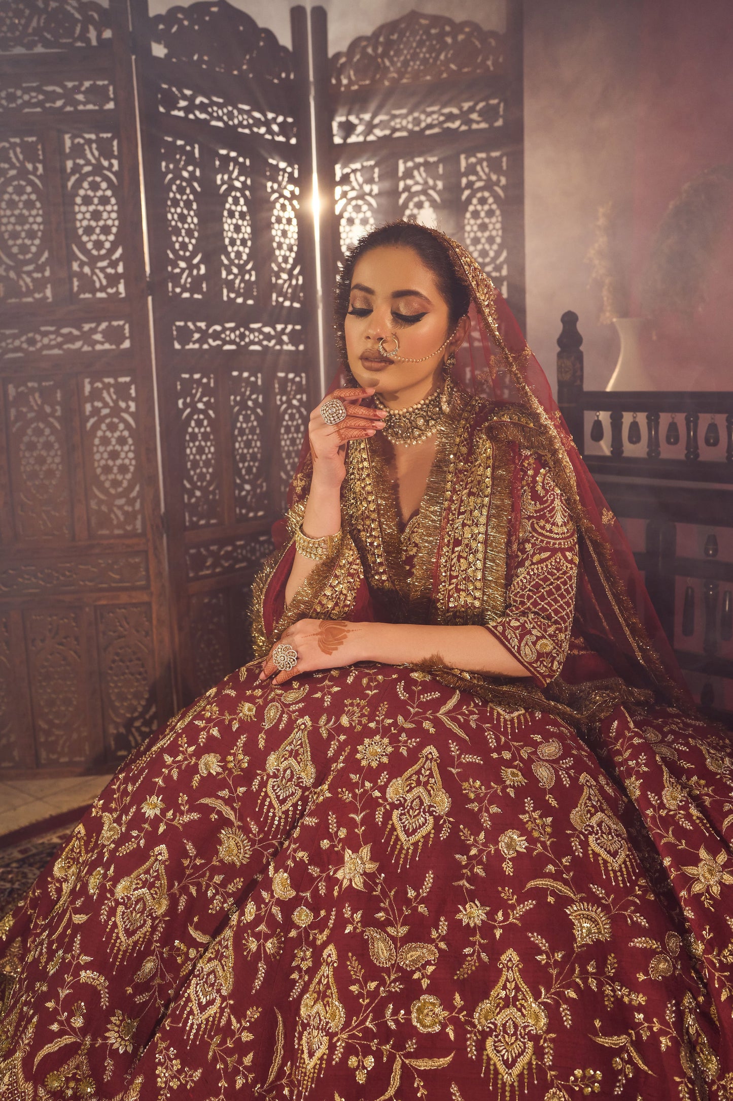 Mehroon Oak Bridal Joda