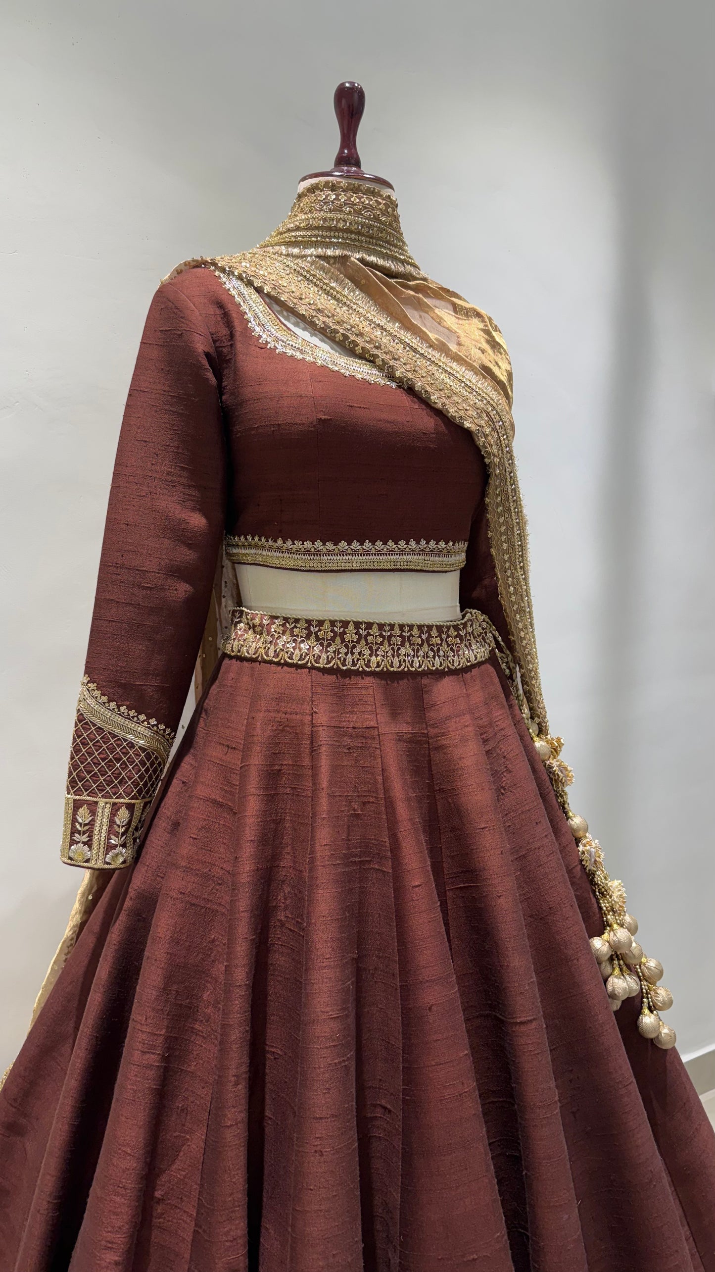 Coffee Raw Silk Lehenga