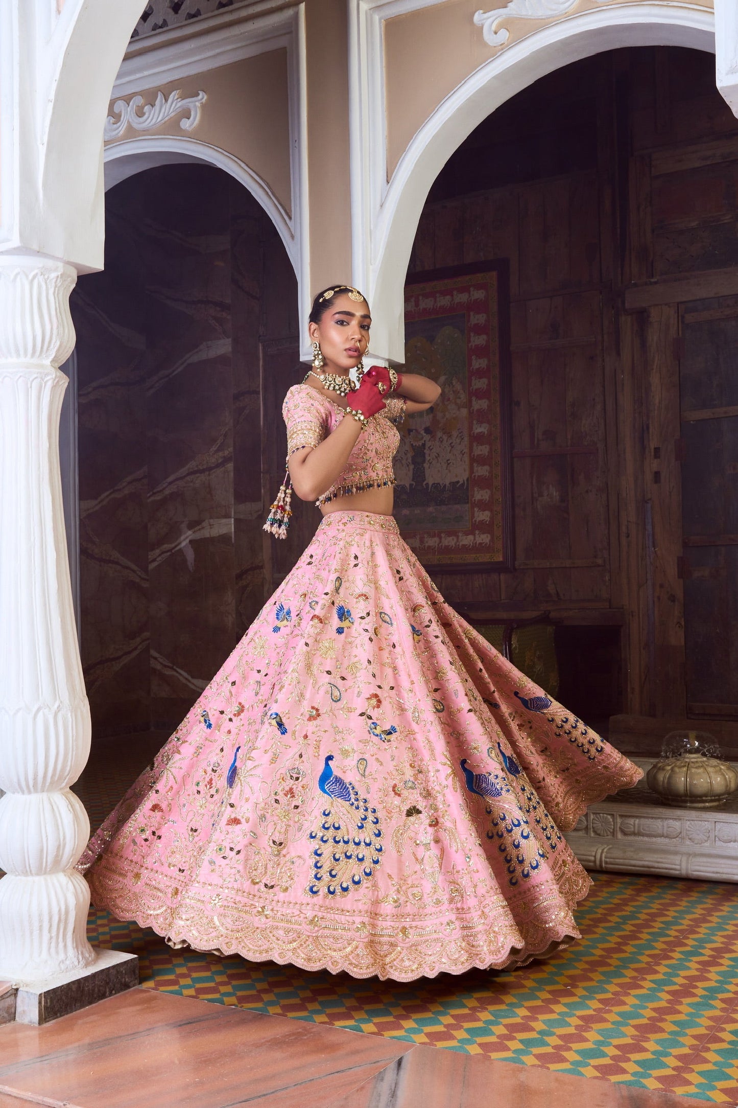 Blush Pink Peacock Bridal Joda