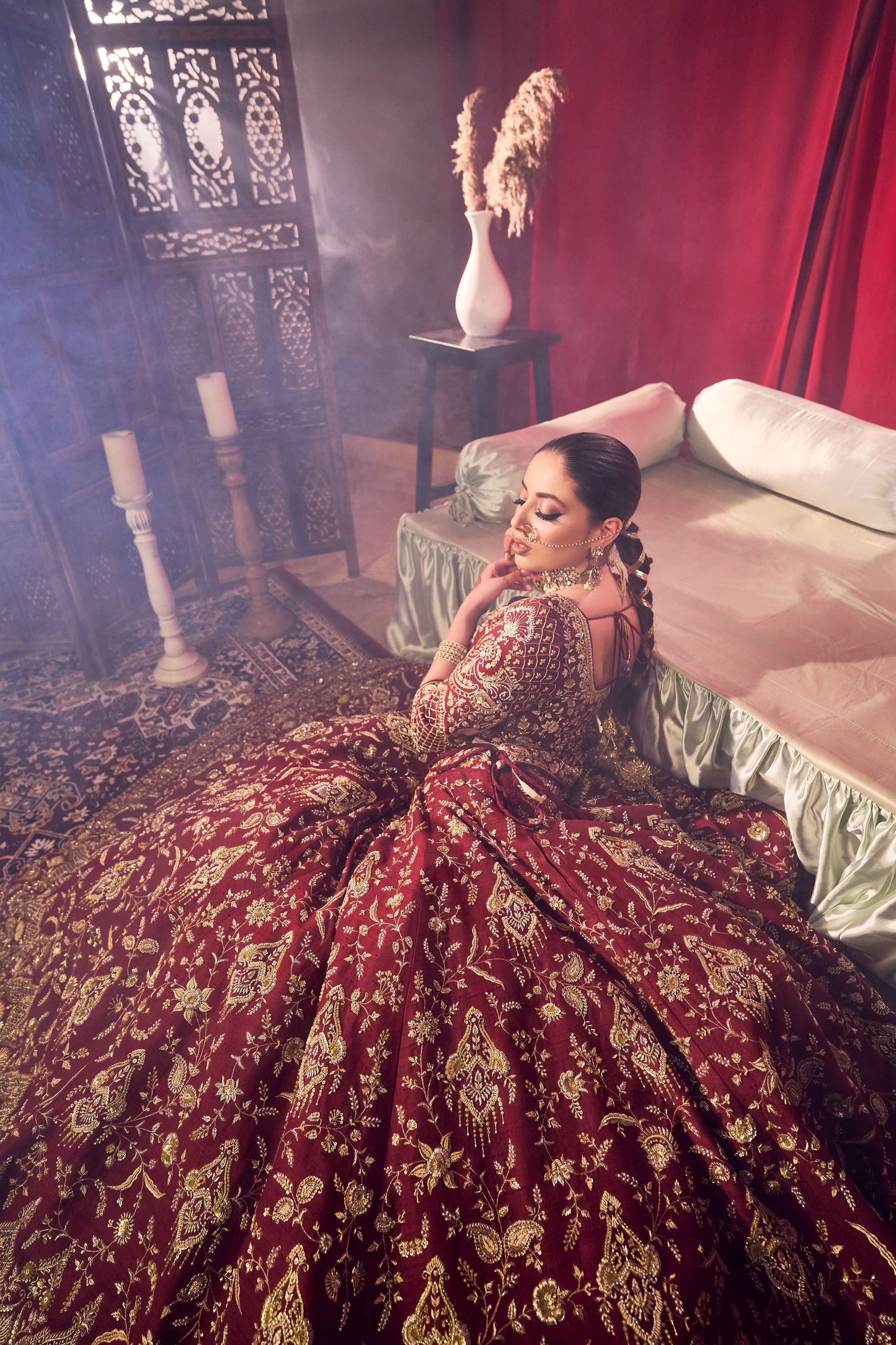 Mehroon Oak Bridal Joda