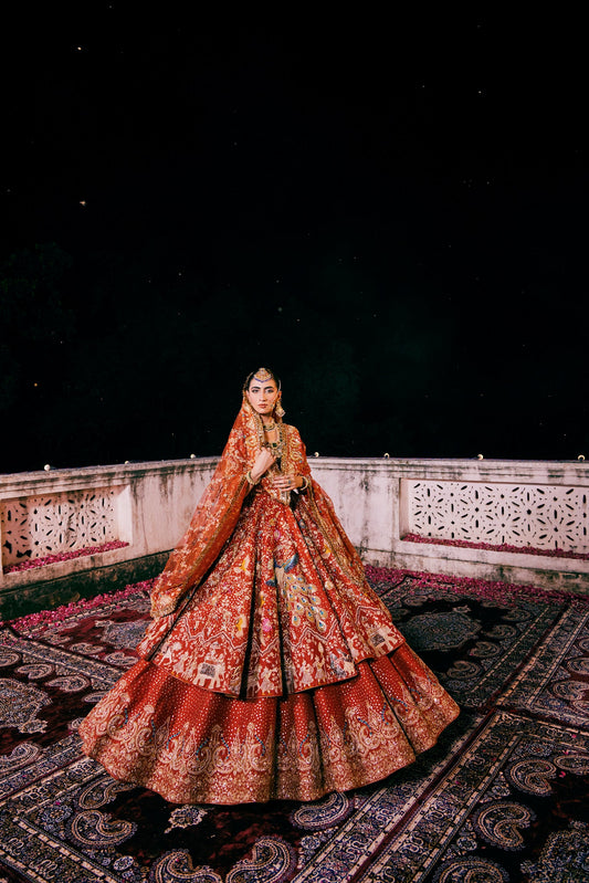 Burnt Orange Bridal Anarakali Joda