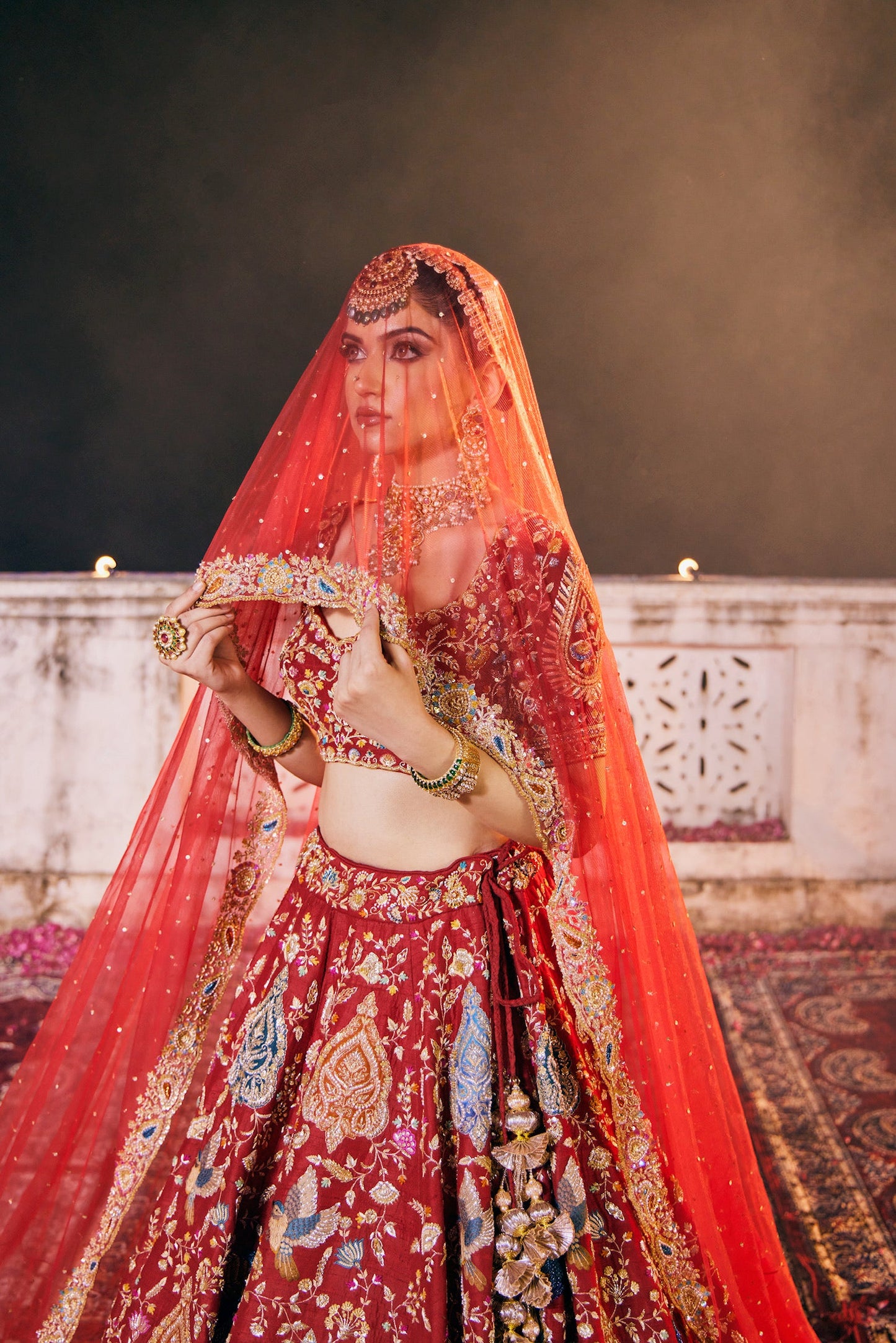 Cherry Red Bridal Lehenga
