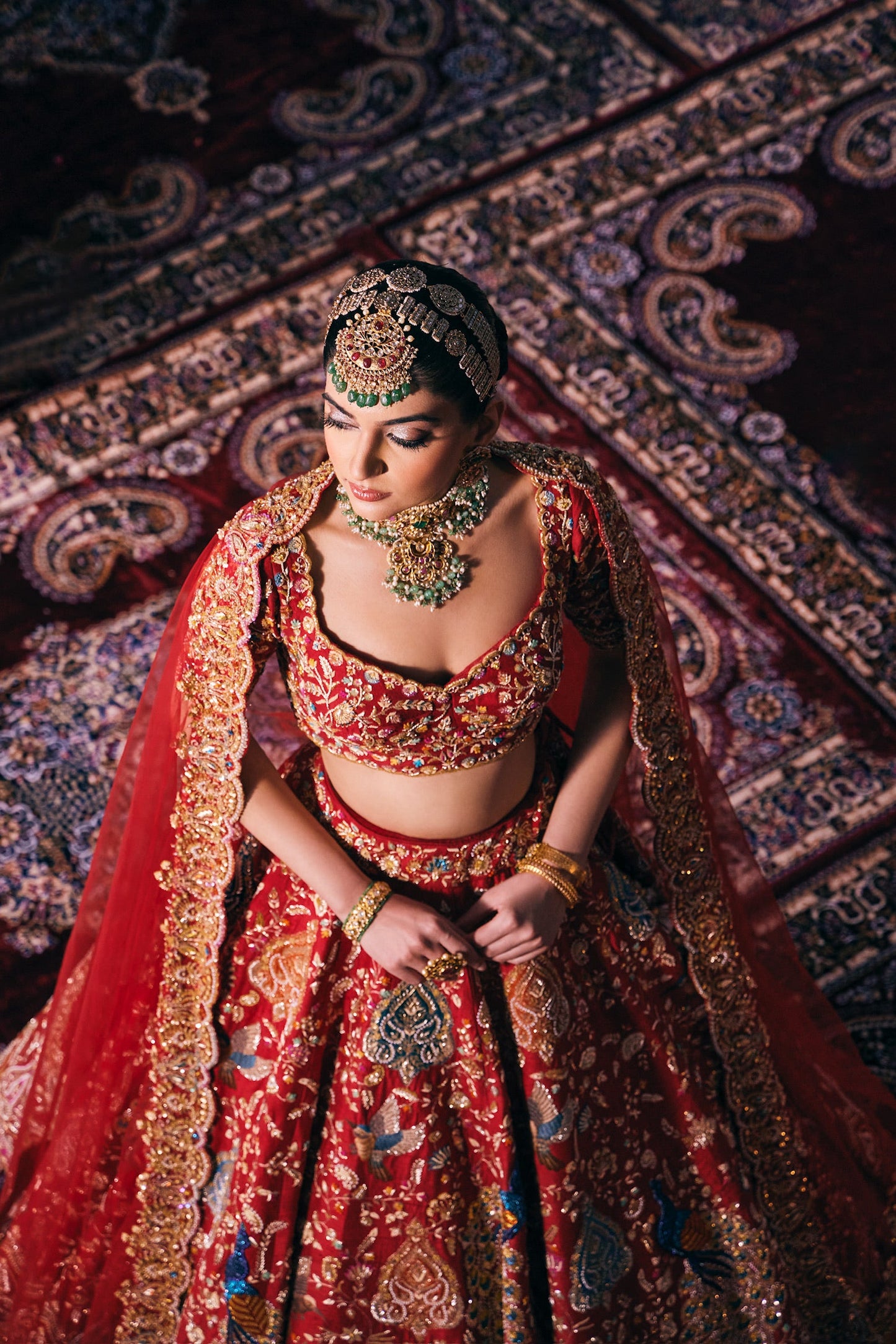 Cherry Red Bridal Lehenga