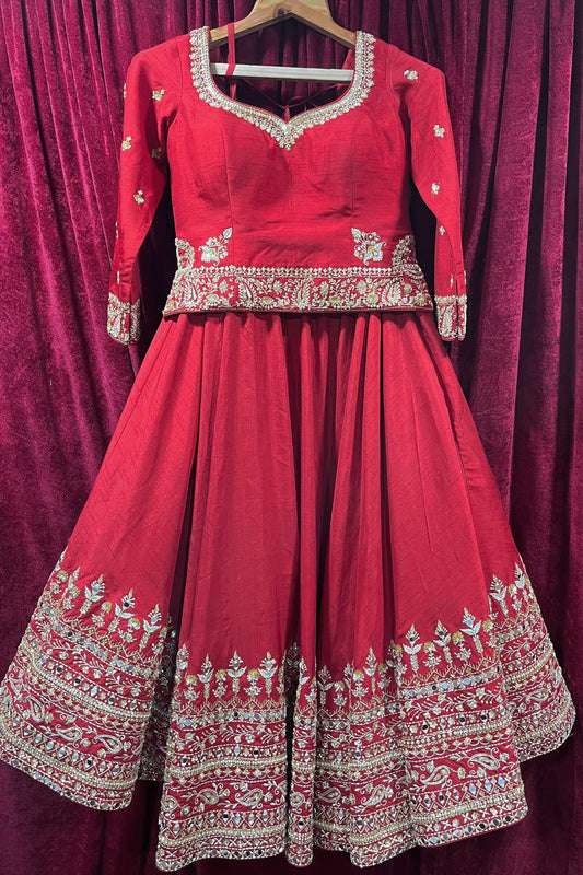 Red Mirror Lehenga