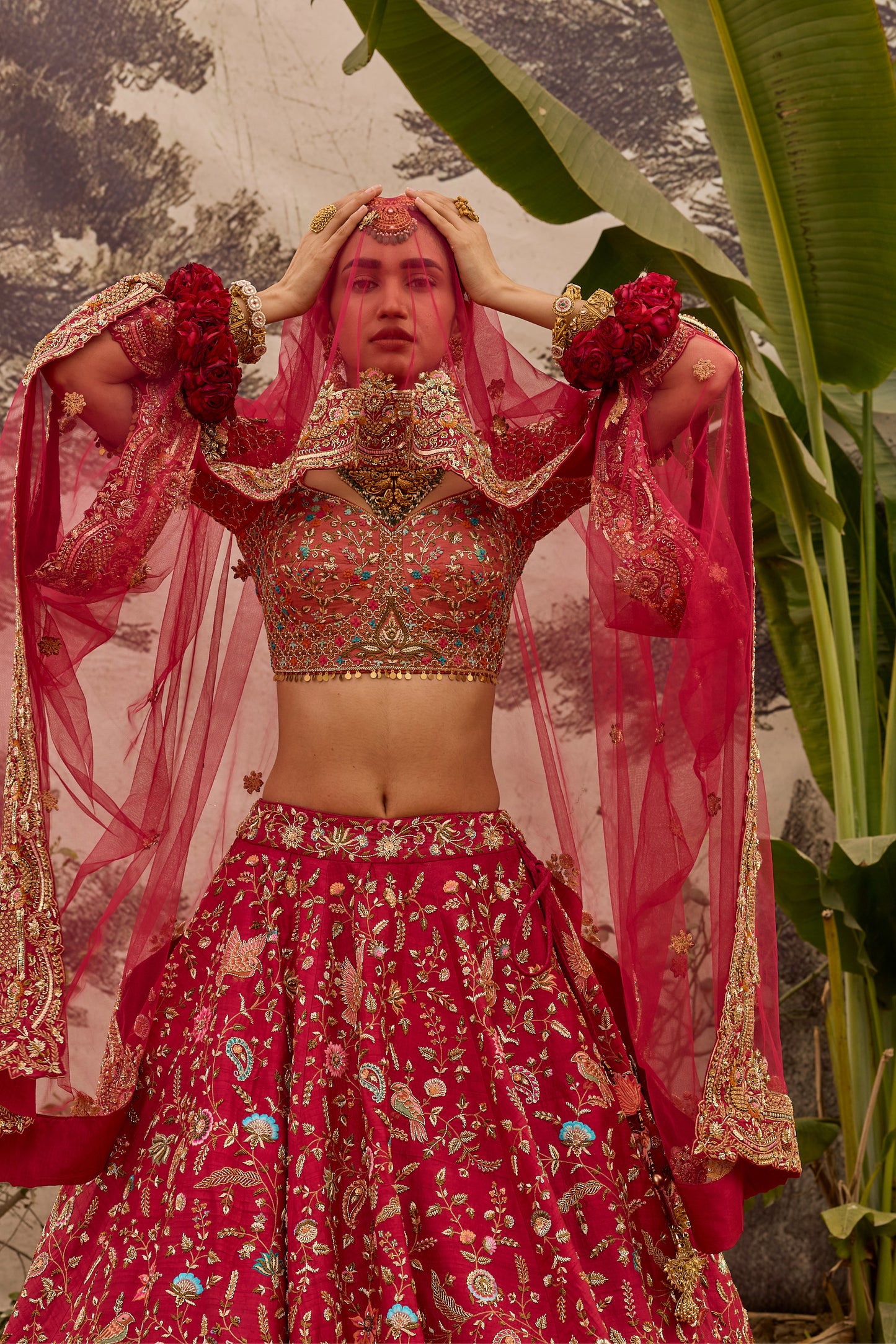 Pink Palm Lehenga