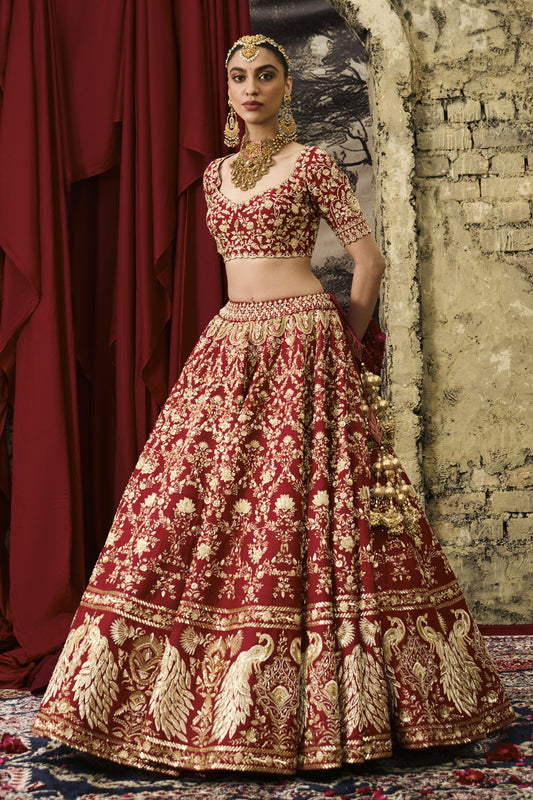 Red Peacock Lehenga