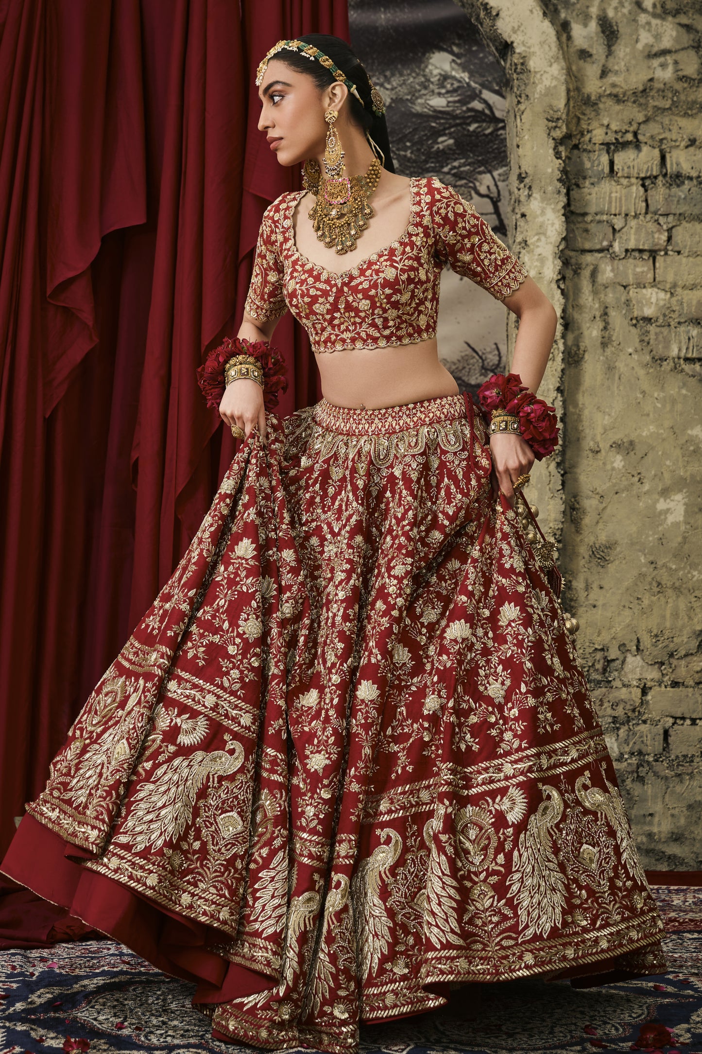 Red Peacock Lehenga