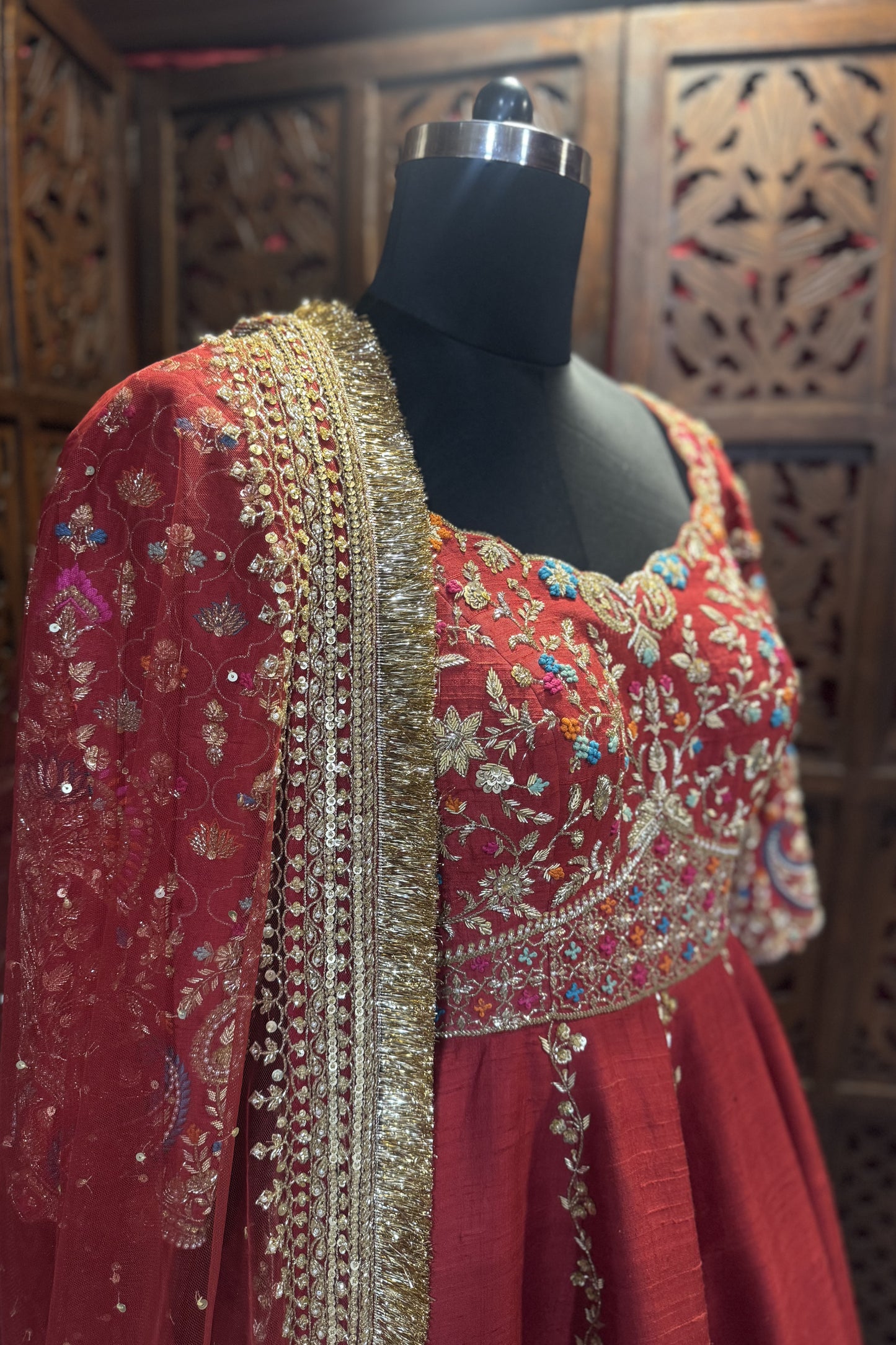 Red Paisley Anarakali