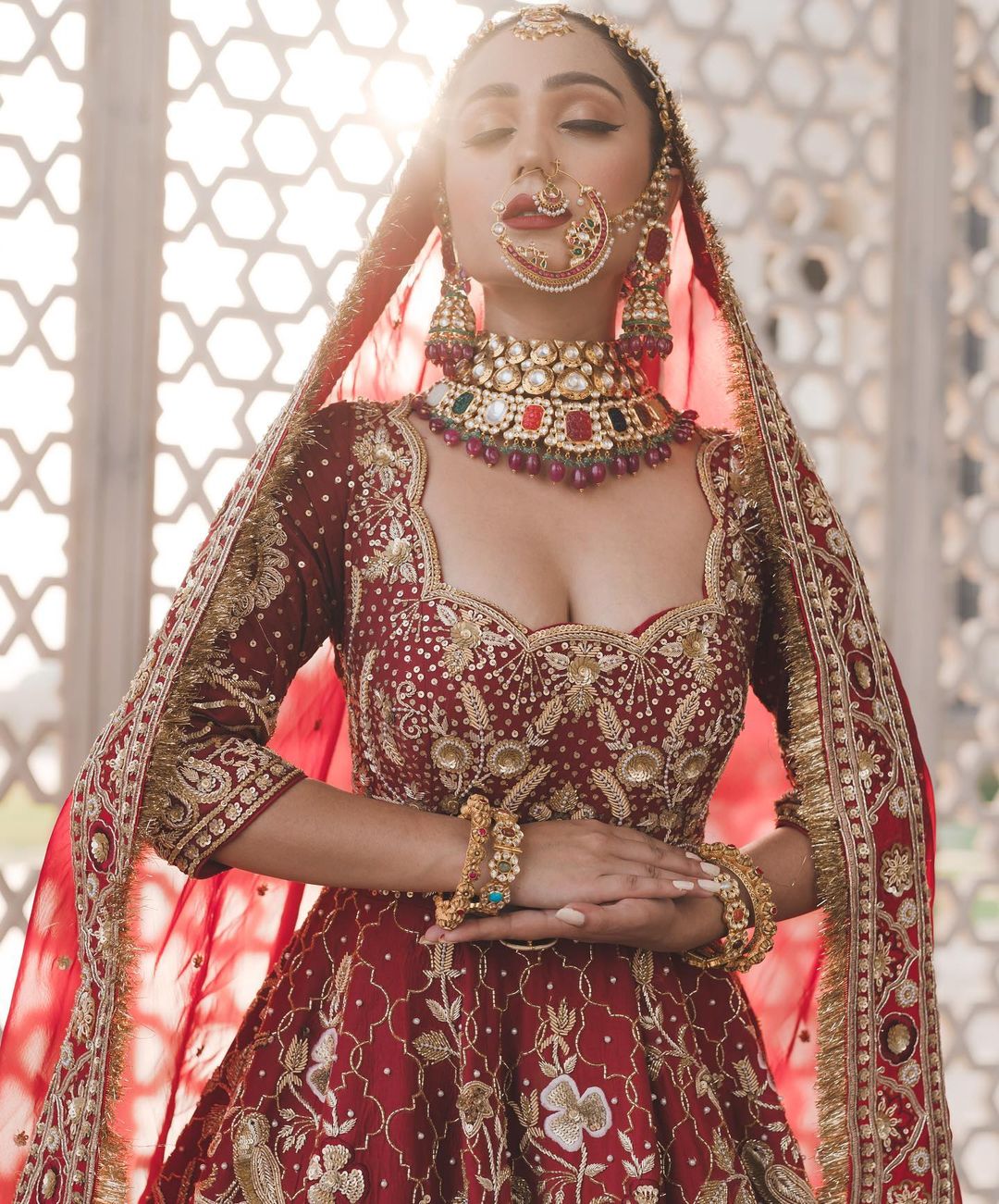 Dark Red Bridal Anarkali