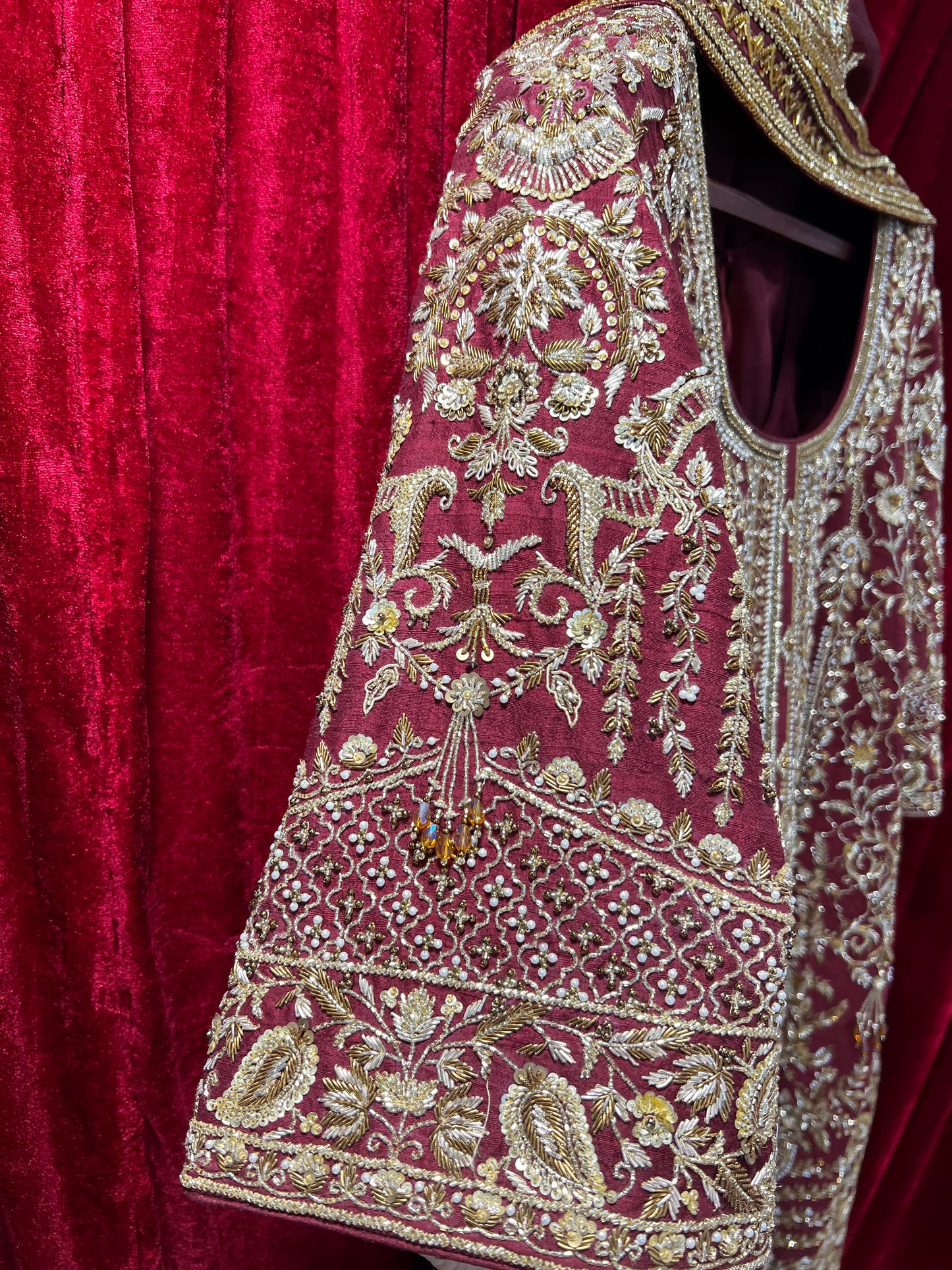 Mehroon Golden Suit