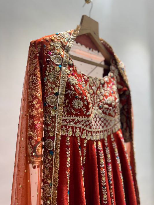 Burnt Orange Anarkali